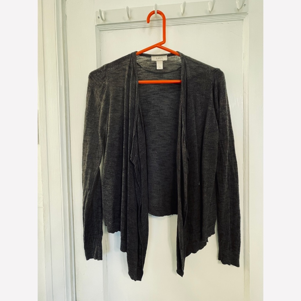 LOFT charcoal drape cardigan